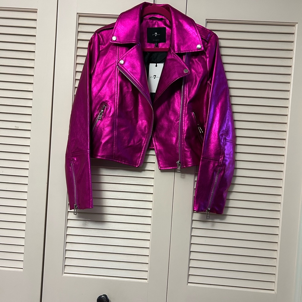 7 For All Mankind Metallic Pink Jacket - Picture 2 of 16